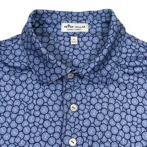 Peter Millar Runner Performance Jersey Polo Men’s L Riverbend Country Club Blue